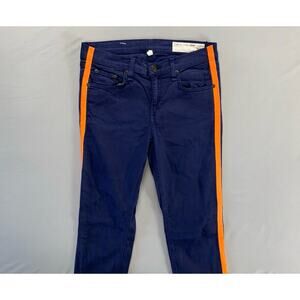 Rag & Bone 'Skinny' Fit Lightweight Stretch Jeans. Navy,Orange Tux Stripes. 27.